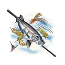 Skeleton trout tattoo design idea