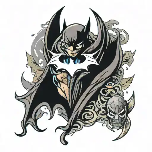 batman and spiderman logo merged together tattoo design idea