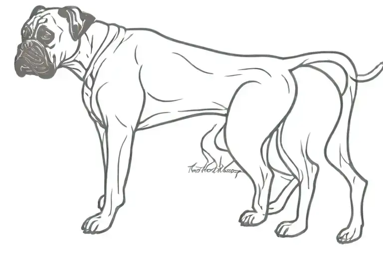 boxer dog with love  tattoo design idea
