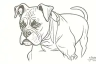 boxer dog with love  tattoo design idea