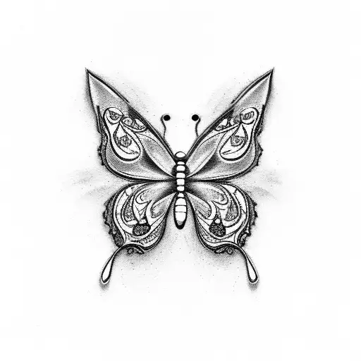 cross with butterfly tattoo design idea