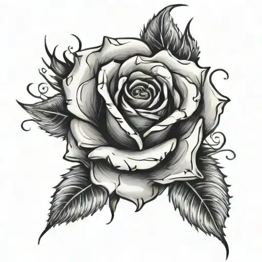 galaxy making roses and thorns tattoo design idea