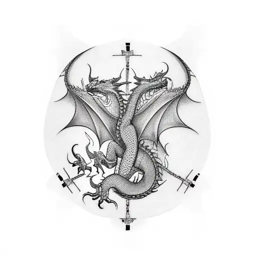 dragon vs posiedon hazmat tattoo design idea