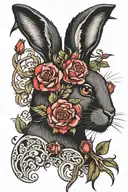 black rabbit looking tattoo design idea