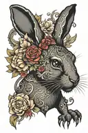 black rabbit looking tattoo design idea