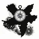Travel airplane ship compass heart tattoo design idea
