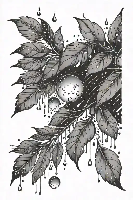 rain drops and the night sky background tattoo design idea