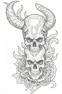piston with devil horn skull tattoo design idea