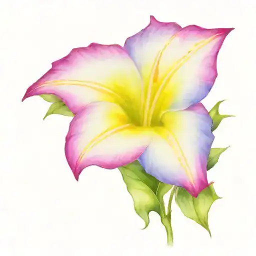 bouquet of morning glory, Easter lily, and holly tattoo design idea