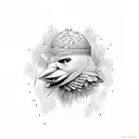 Crow Akm red paint tattoo design idea