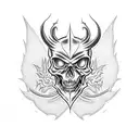 EMT emblem surrounded by fiery demon skulls tattoo design idea