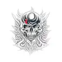 EMT emblem surrounded by fiery demon skulls tattoo design idea
