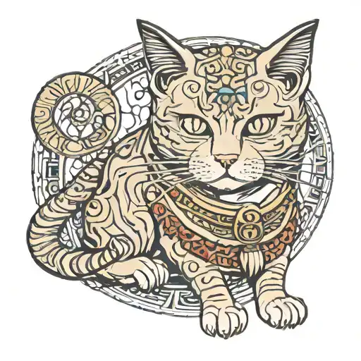 Japanese cat, Egyptian cat tattoo design idea