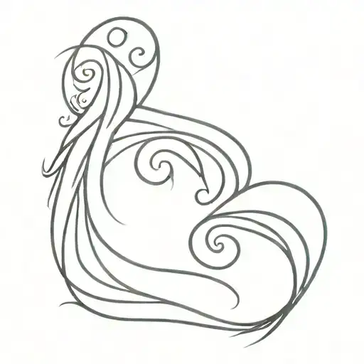 A minimalist tattoo design of a heart made up of intricate ocean waves, representing the client's love for the sea and their appreciation for the little things in life tattoo design idea
