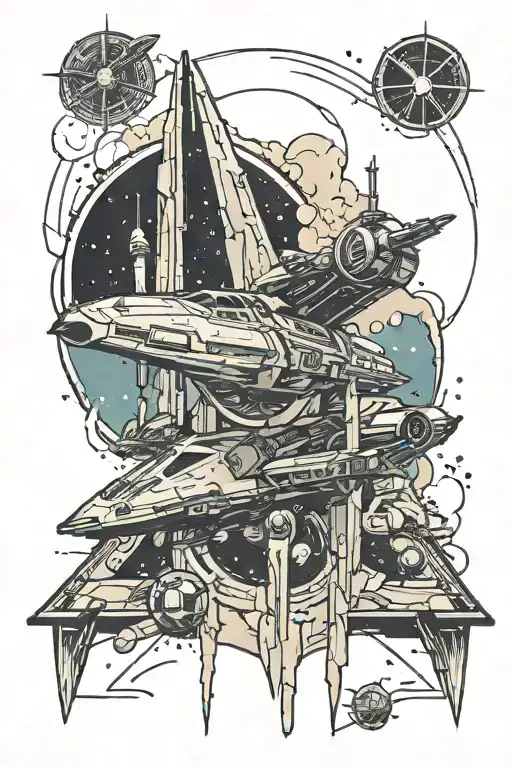 jedi starship starwars tattoo design idea