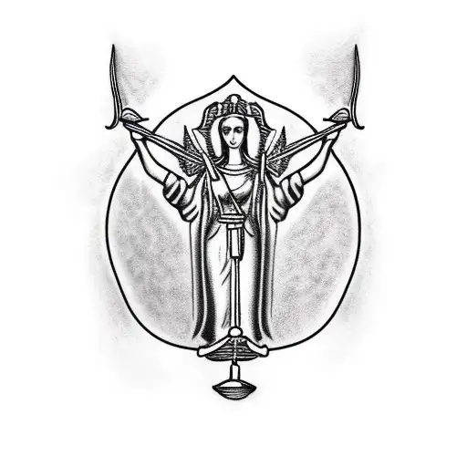 lady justice in priestess costume  tattoo design idea