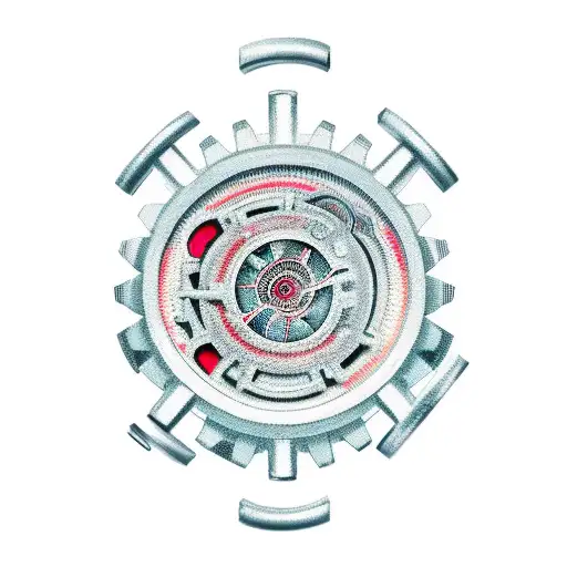 Biomechanical gears symbolizing fatherhood tattoo design idea