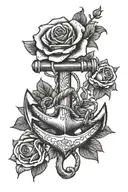 Anchor with compase rose and writing  tattoo design idea