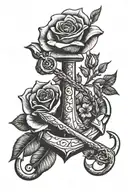 Anchor with compase rose and writing  tattoo design idea