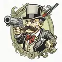 monopoly man holding gun tattoo design idea