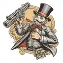 monopoly man holding gun tattoo design idea