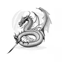Dragon with sword tattoo design idea