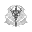 Dragon with sword tattoo design idea