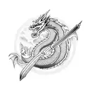 Dragon with sword tattoo design idea