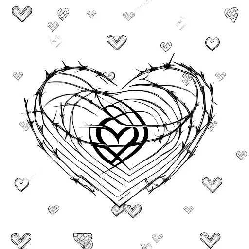 Barbed wire in a heart shape with all three of our initials in it  tattoo design idea