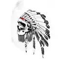 Native American skull head drees tattoo design idea