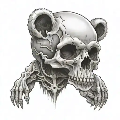 child wairing bear skull and skin tattoo design idea