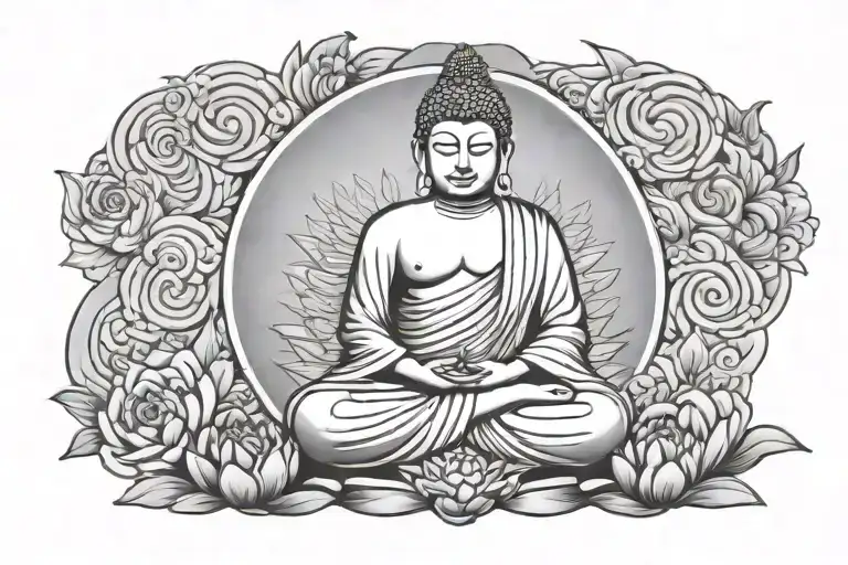Buddha meditating tattoo design idea