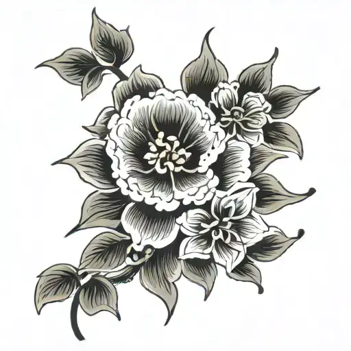 flower hieroglyphs dashes tattoo design idea