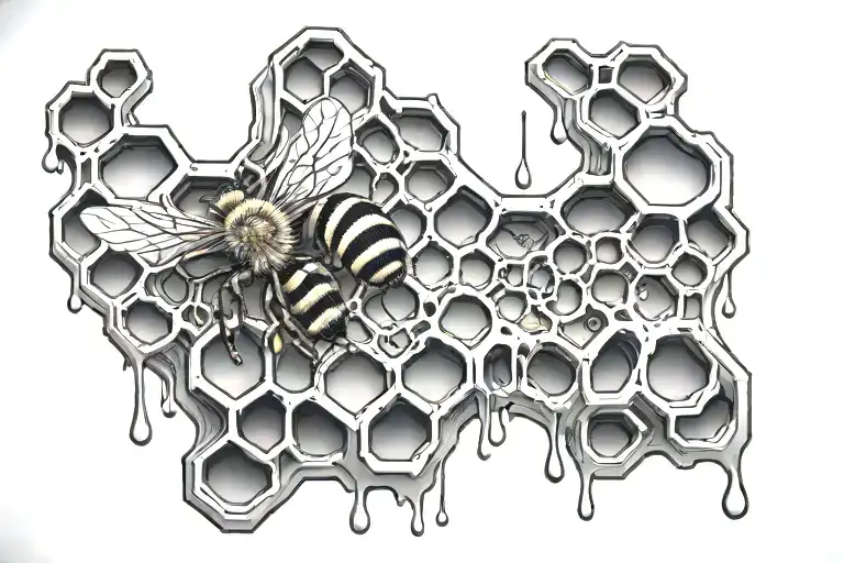 honeycomb dripping with honey for sternum tattoo design idea