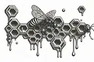 honeycomb dripping with honey tattoo design idea