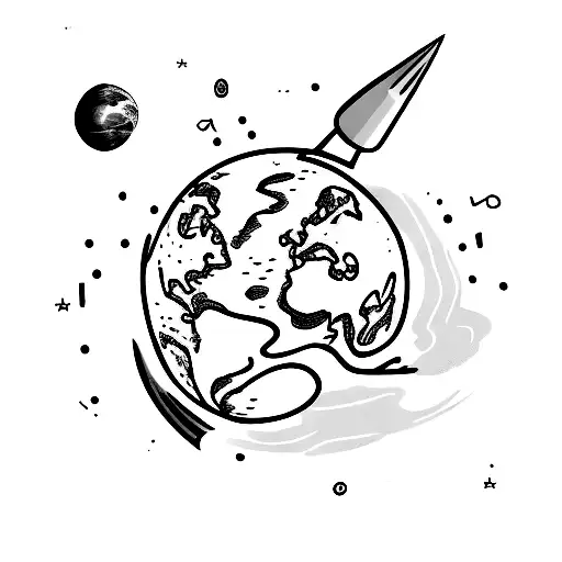 earth to space transition tattoo design idea