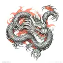 japanese dragon tattoo, black and red color, wrapped around the whole arm sleeve tattoo design idea
