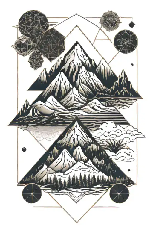 sacred geometry mountains and snowboarding  tattoo design idea