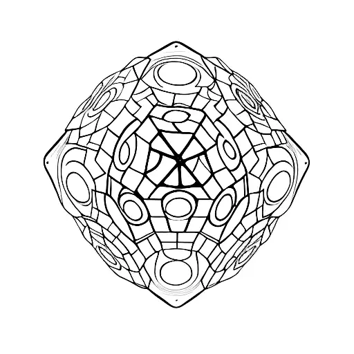 Un fleur d'ortensia poussant dans un Rubik's Cube  tattoo design idea