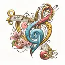 Infinity Symbol music notes hearts tattoo design idea
