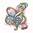 Infinity Symbol music notes hearts tattoo design idea