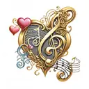 Infinity Symbol music notes hearts tattoo design idea