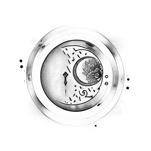 heartbeat sign with lizi love moon tattoo design idea