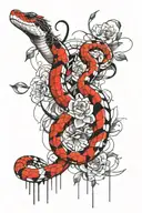 snake and lotuses tattoo design idea
