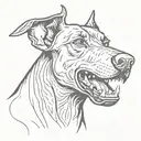 angry doberman dog tattoo design idea