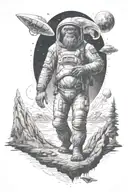 conspiracy of flat earth, firmament, aliens, Bigfoot  tattoo design idea