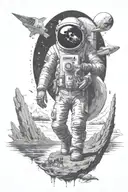 conspiracy of flat earth, firmament, aliens, Bigfoot  tattoo design idea