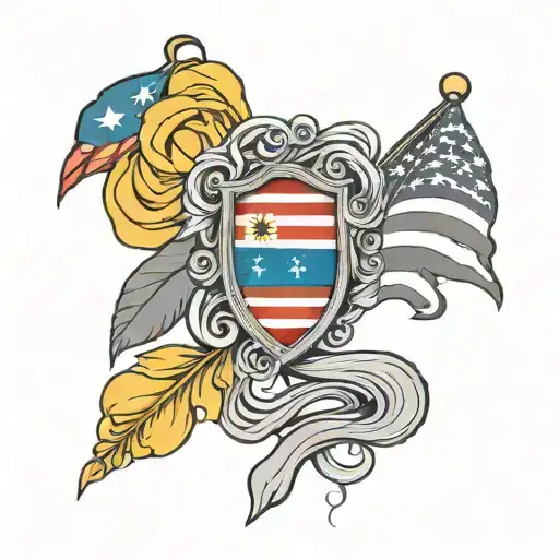 Colombian American flag intertwined black and grey tattoo tattoo design idea