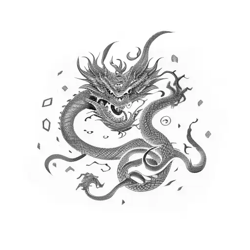 girl half dragon half snake tattoo design idea