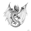 dragon, sbake red tattoo design idea